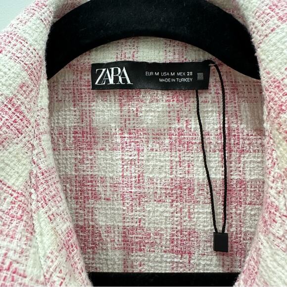NWOT Zara Structured Pink Gingham Cropped Blazer. Blogger fave. - Picture 9 of 13
